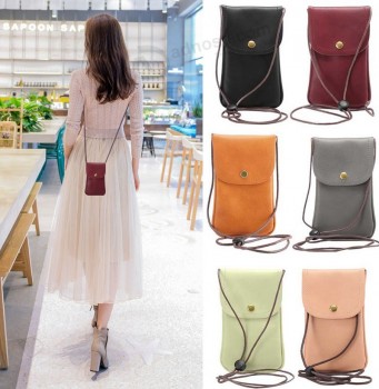 Sac de téléphone Sac de messager de cou suspendu Étui en cuir PU Poche Longe Fente de carte Pochette à bandoulière