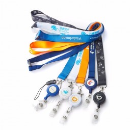 sublimation printing polyester ID card lanyards with badge reel