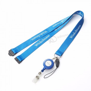 custom logo sublimation printing polyester lanyards with badge reel