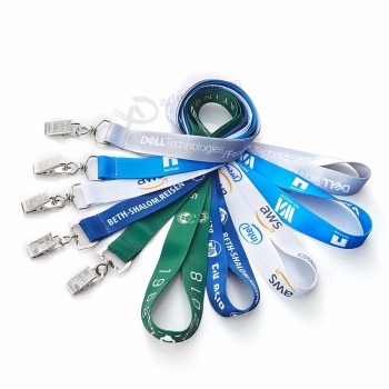 metal clip sublimation printing polyester lanyards with custom logo
