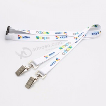 Longe porte-badge rush sublimation logo personnalisé avec double clip bouledogue