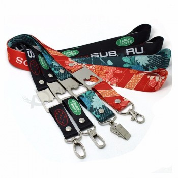 Usine en gros de haute qualité personnalisé ouvre-bouteille d’eau en polyester porte-badge lanière