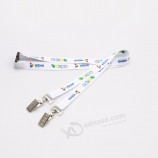 Longe porte-badge rush sublimation logo personnalisé avec double clip bouledogue