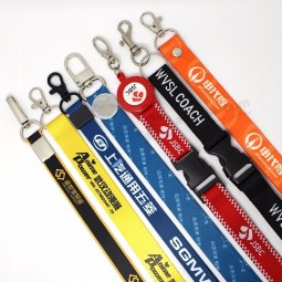 factory custom cheap sublimation printing polyester badge holder lanyard with breakaway buckle