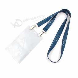 OEM design your own lanyard id card holder with double bulldog clips no minimum order