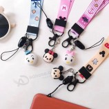 Telefone móvel dos desenhos animados portátil cordão curto cordão de corda de mão para chaves de telefone por atacado