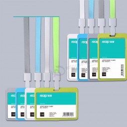 2019 Nuevo estuche de tarjeta de identificación con cordones de identificación Insignias de identificación del personal Titular de la tarjeta Suministros de la empresa (tamaño está