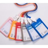 Double porte-carte ABS transparent de haute qualité pour carte d’identité, porte-badge de nom de carte bancaire avec lanières de cou