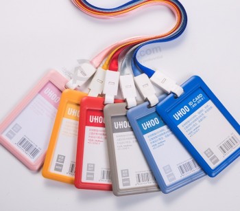 Double porte-carte ABS transparent de haute qualité pour carte d’identité, porte-badge de nom de carte bancaire avec lanières de cou