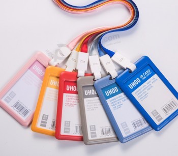 doble titular de tarjeta ABS transparente de alta calidad para tarjeta de identificación, titular de tarjeta de identificación de tarjeta bancaria con cordones de cuello
