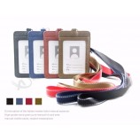 Porte-carte en PU de haute qualité Carte d’identification du personnel Sangle de cou avec insigne de lanière Sangle de cou Porte-identité de bus