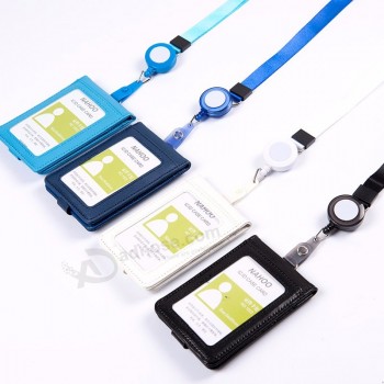 PU lanyards Id badge holder with retractable name reel card holder clip high quality school office nurse worker supplies