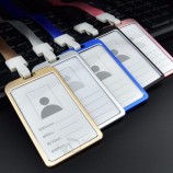 1PC Coloré En alliage D’aluminium Métal Employé Nom Carte D’identité Badge Avec Porte-Lanière Entreprise Cas Horizontal / Vertical