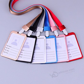 Alliage d’aluminium Boucle en métal Carte de visite Porte-badge Longe de travail avec lanière réglable pour diverses occasions