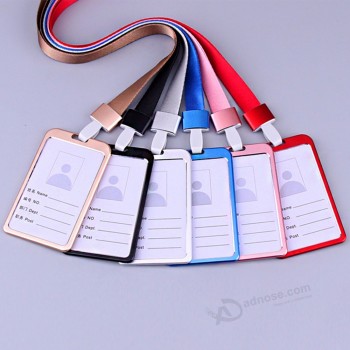 aluminum alloy metal buckle business card ID holder badge lanyard work card with adjustable lanyard For various occasions