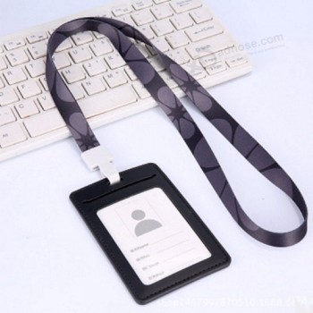 ID Holders Case Business Badge Card Holder Leather PU with Necklace Lanyard LOGO customize print company&office supplies