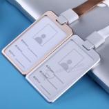 1PC Porte-carte d’identité en métal Porte-carte de sécurité d’entreprise Porte-étiquette avec lanière Fournitures de bureau Entreprise Porte-carte de bus de travail