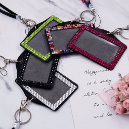 1 stück luxus diamant kartenhalter umhängeband mit lanyard abzeichen halter mitarbeiter ausweis Bus ID halter kawaii abzeichen halter zubehör
