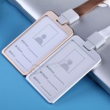 1PC Porte-carte d’identité en métal Porte-carte de sécurité d’entreprise Porte-étiquette avec lanière Fournitures de bureau Entreprise Porte-carte de bus de travail