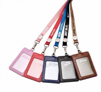 New soft PU Lanyard Card Set Business Work Name Card Holders Card ID Badge Holder