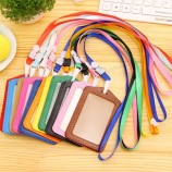 1 pz colorati porta carte di credito donne uomini PU carta di credito tracolla carta Bus ID titolare studenti badge di identità per bambini con cordino