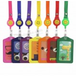 cartoon animals giraffe bear Cat retractable badge reel student card badge holder for Bus credit card cover with lanyard