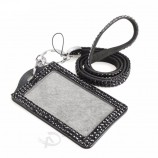 Résine Strass Cristal Carte Porte-Badge d’Identification avec Lanière Porte-Insigne Corde Bling Vertical ID Nom d’entreprise Carte Cas Fournitures de bureau