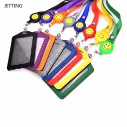 New ID Card Holder Smile Face Reel retractable badge holder Name Credit Card Holders Bank Card Neck Strap Card ID Holders Identity Badge