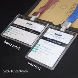 Porte-badge transparent de style Plus + lanière en polyester, porte-carte IC d’identification cristalline Fournisseur de bureau personnalisé