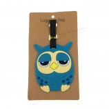 Dessin animé Animal hibou Étiquette de voyage Accessoires de voyage Gel de silice Valise ID Porte-adresse Étiquette d’embarquement de bagages Étiquette portable