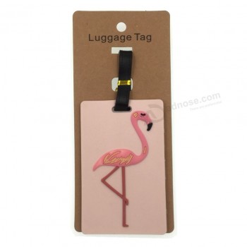 accesorios de viaje de etiqueta de equipaje de flamenco rosa de dibujos animados para la venta