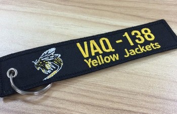制造商定制公司徽标面料梭织钥匙扣