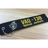 manufacturer custom company logo fabric woven keyring