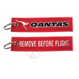 Two sides fabric keyring with embroirdered logo