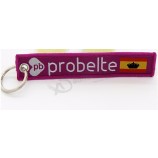 factory custom company logo fabric woven keyring
