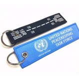 Hot sale garment woven keyring with polyester