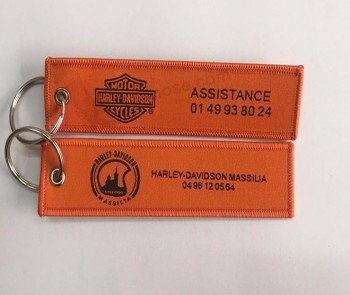 Porte-clés tissés avec logo personnalisé pour moto avec anneau en métal