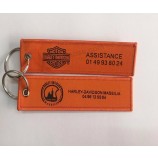 customized logo woven keyrings for motorcycle with metal ring