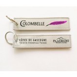 customized logo woven keyring for motorcycle with metal ring