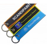 poylyester ribbon woven keyring with eyelet metal ring