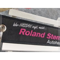 Porte-clés en tissu tissé pour vêtement avec votre propre logo