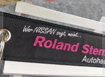 Porte-clés en tissu tissé pour vêtement avec votre propre logo