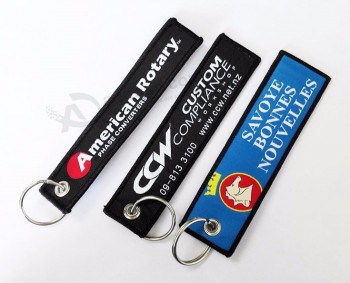 wholesale custom woven keyring with metal buckle