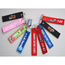 Promotion Cloth Fabric Embroidery Keyring with Logo