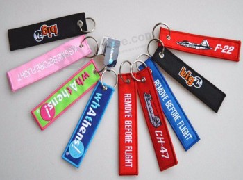 promotion cloth fabric embroidery keyring with logo