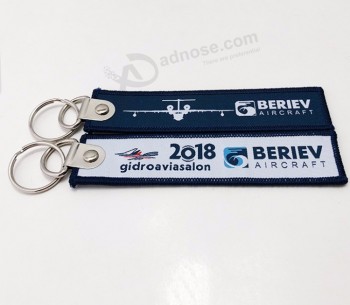 cheap custom jet fabric name key tag/ keychain/ keyring for air flight safety