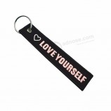 custom  fabric Key chain  double side embroidery Tag cheap embroidered keychain