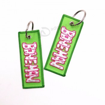 Vente en gros bon marché Design personnalisé logo broderie tissu porte-clés / Porte-clés de broderie / Porte-clés de broderie