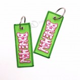 wholesale cheap design custom  logo embroidery fabric keychains/embroidery keyring/embroidery Key Tag