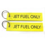 custom logo woven personalised keyrings for garment with metal ring